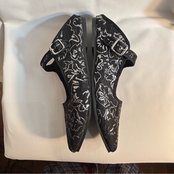 FREE PEOPLE SZ 39 Evie Convertible Canvass Brocade Ballet Flats Squared Toe NEW - Picture 6 of 9